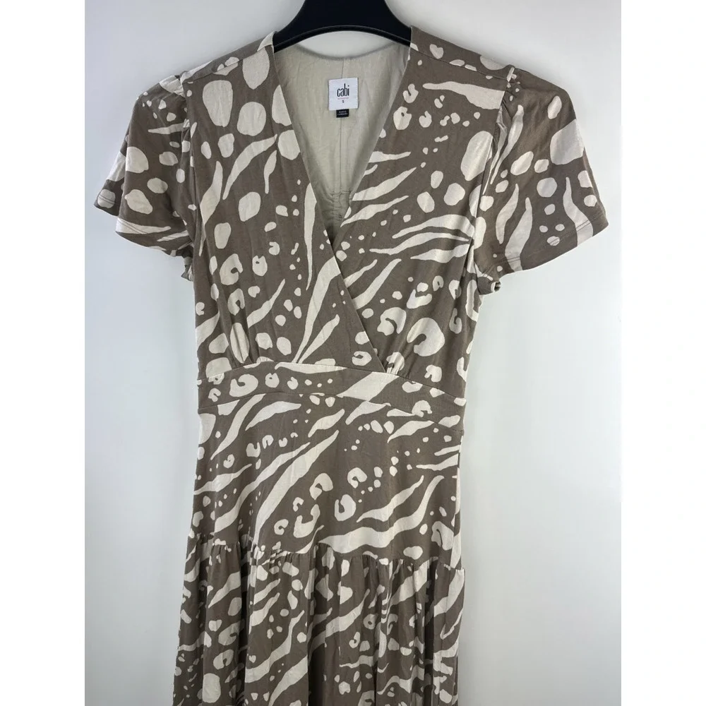 Cabi Swoon Dress Brown Tan Midi Maxi Cut Out Ruched Back 6147 Small Boho Chic - Picture 6 of 13